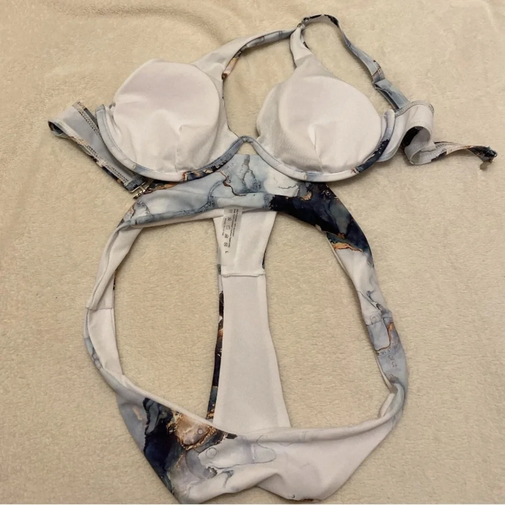 SHEIN Marble Print Bikini in Black, White, and Tan